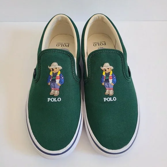 NEW Polo Ralph Lauren Bear Keaton Slip On Shoes Size 9.5 Green - Picture 2 of 7